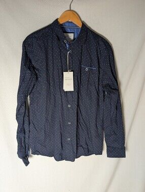 NEW Craft Flow Men's Navy Heart Dot-Print Long-Sleeve Shirt Size‎ L